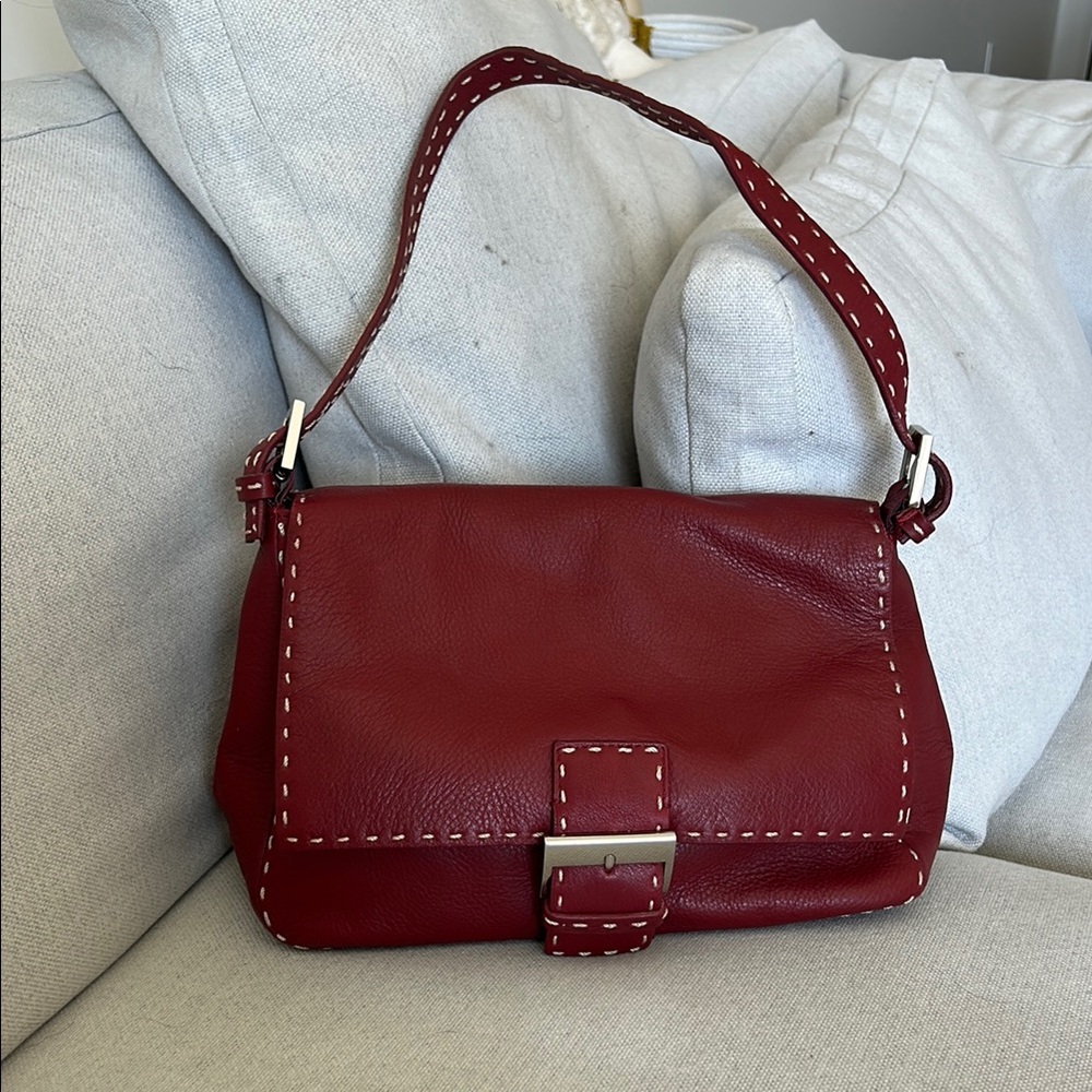 Charter Club Oxblood Shoulder Flap hobo Bag with Silver Hardware